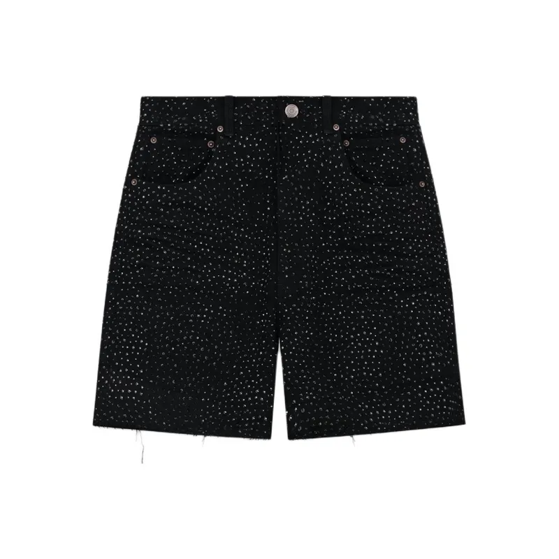 WE11DONE SS24 Denim Shorts Men's Black-0