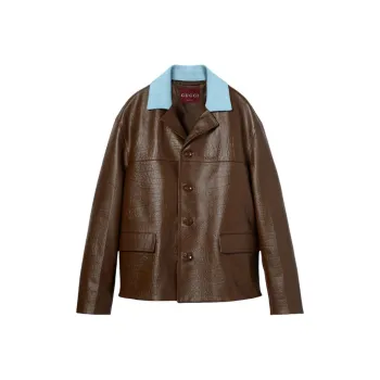 GUCCI SS25 Leather Jacket Men's Dark Brown