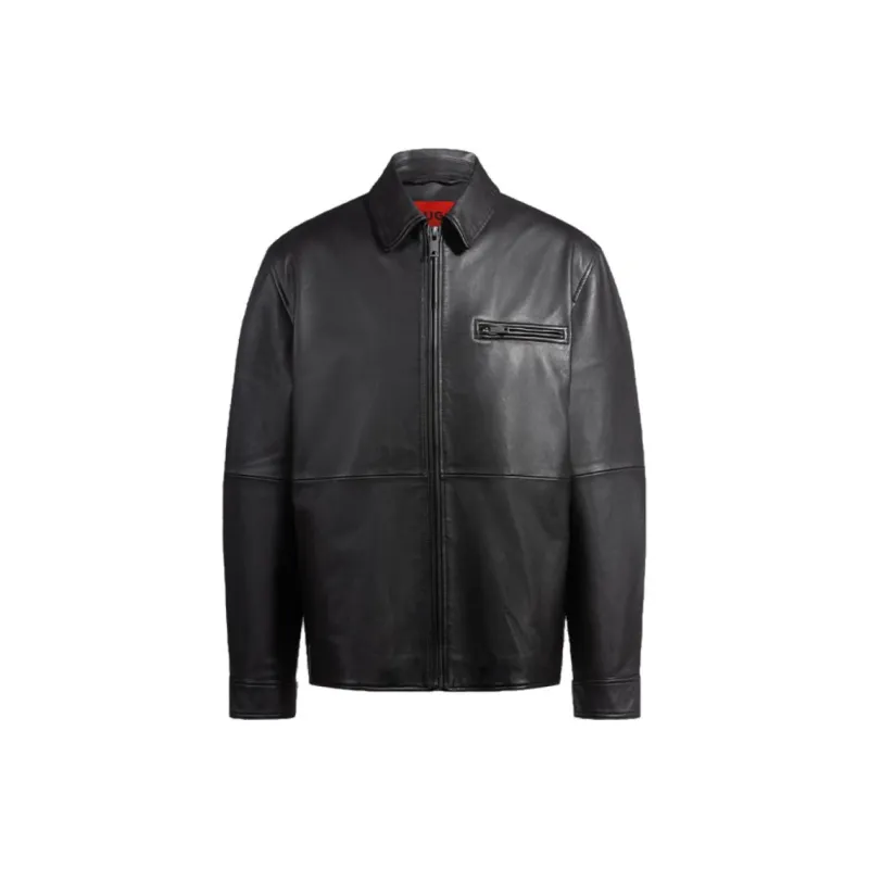 HUGO BOSS Zip up Leather Jacket-0