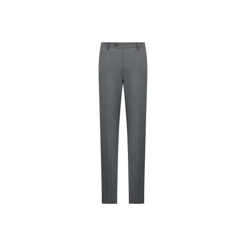 SAINT ANGELO Suit Trouser Men's Gray Base With White Vertical Stripes