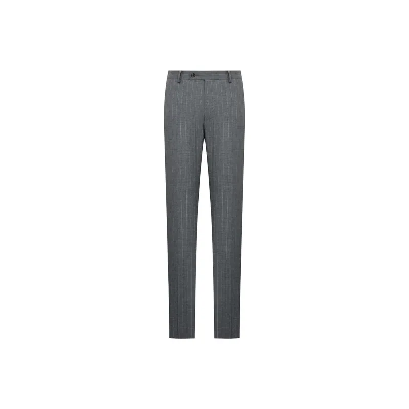 SAINT ANGELO Suit Trouser Men's Gray Base With White Vertical Stripes-0