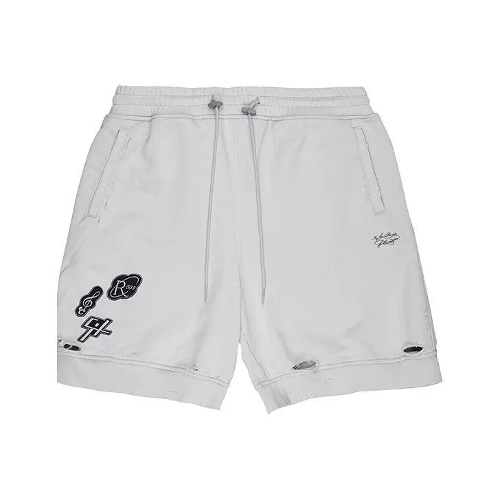 C2H4 Patched Ruin Distressed Sweat Shorts-7