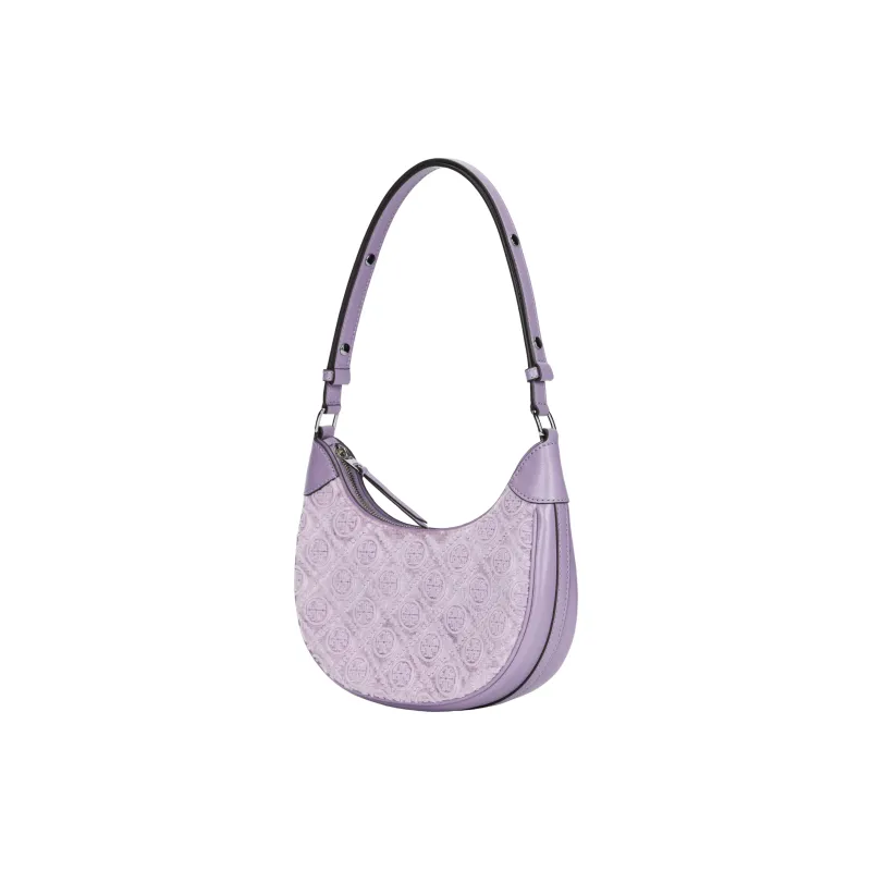 TORY BURCH T Monogram Viscose Crescent Bag Handbag Shoulder Bag Women's Light Purple-1