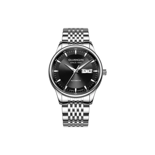 GUANQIN Mechanical Movement Stainless Steel Watchband Watch Men's Watches Black Dial