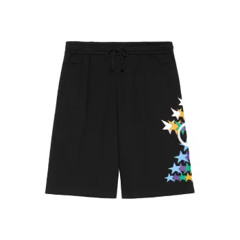 GUCCI Interlocking G Star Flash Print Cotton Shorts