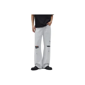 RENBEN Jeans Unisex Blue Yarn White