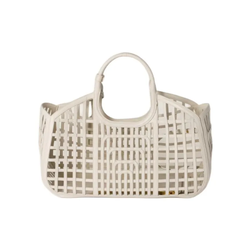 MIU MIU Cow Leather Handbag Unisex White-3