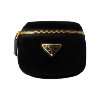 PRADA Cotton Clutch Wallet Mini Women's Black