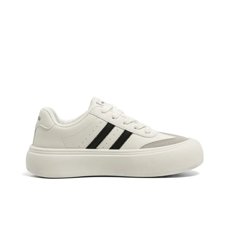 HUANQIU Non slip Lightweight Low Top Skateboard Shoes Men's Beige-1