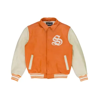 Sp5der Leather Varsity Jacket