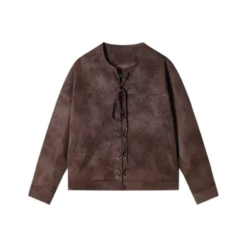 WELTER EXPERIMENT Leather Jacket Unisex Brown