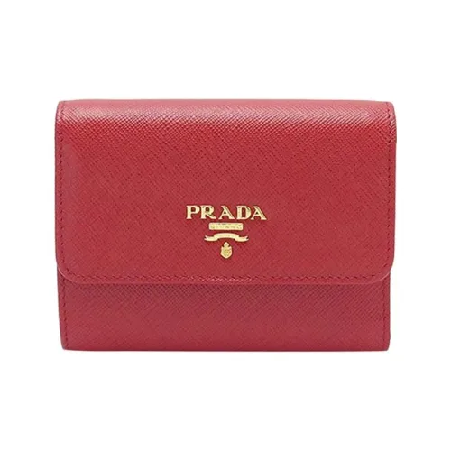 PRADA Leather Wallet Women's Red