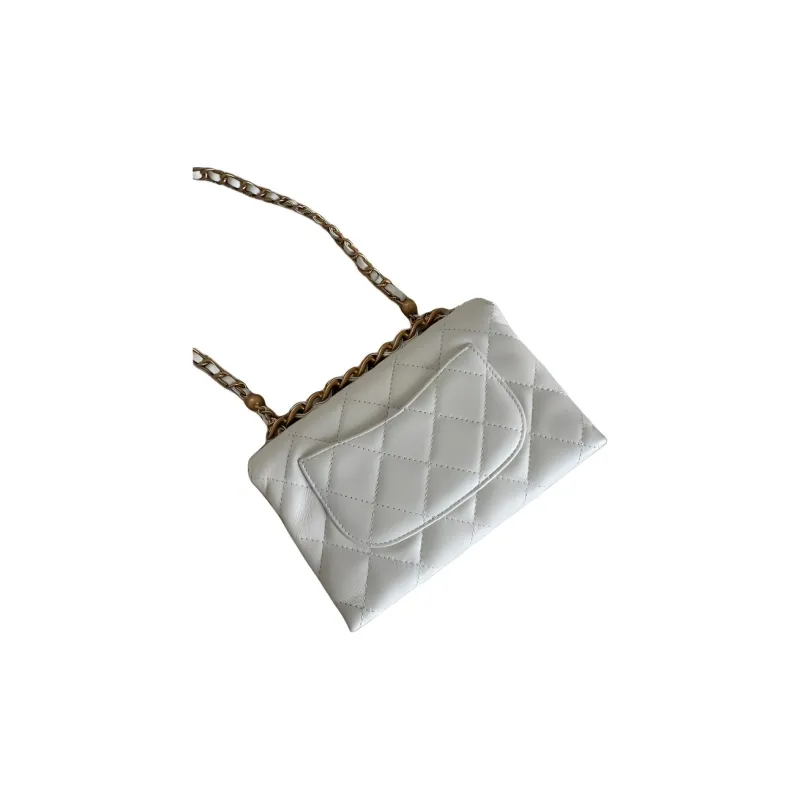 CHANEL Calfskin Crossbody Bag, Shoulder Bag Mini Women's White-2