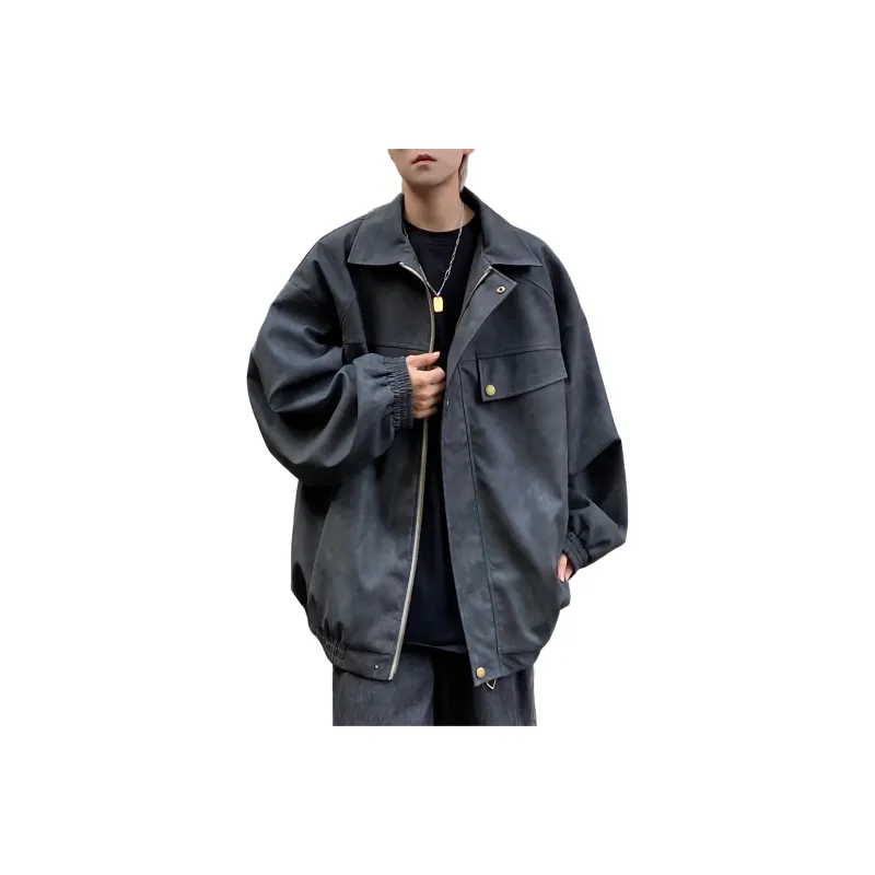 H.V.G.A Leather Jacket Unisex Gray Green-0