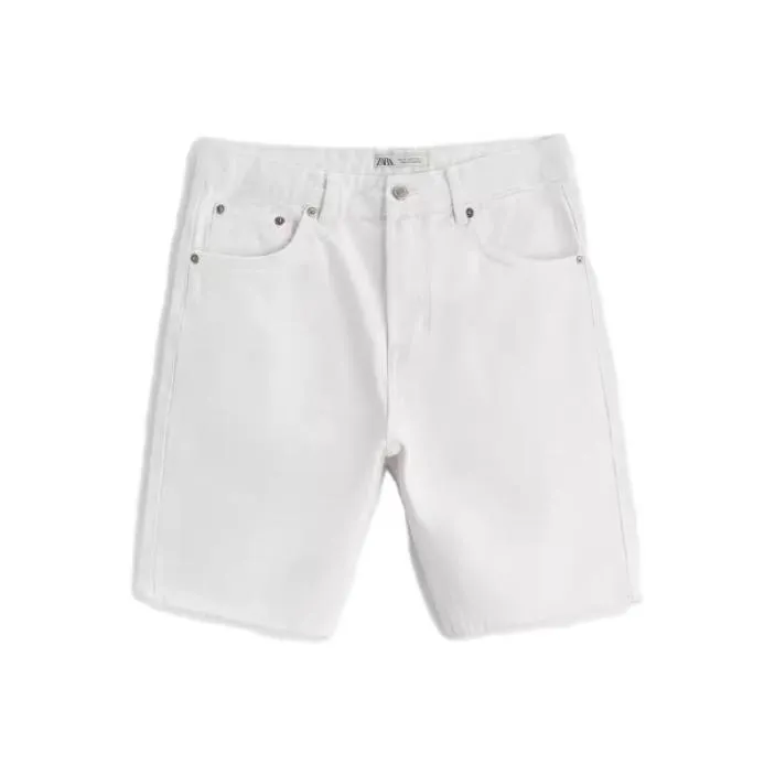 ZARA Denim Shorts Men White-0