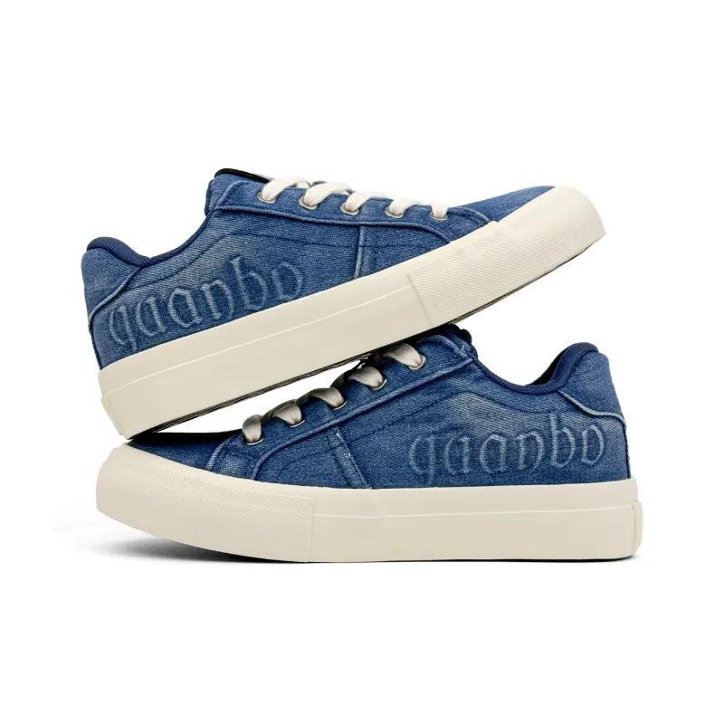 Mengsai Cushioning, Wear Resistant Low Top Skateboard Shoes Men's Denim Blue-4