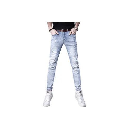 Devanro Jeans Men Light Blue