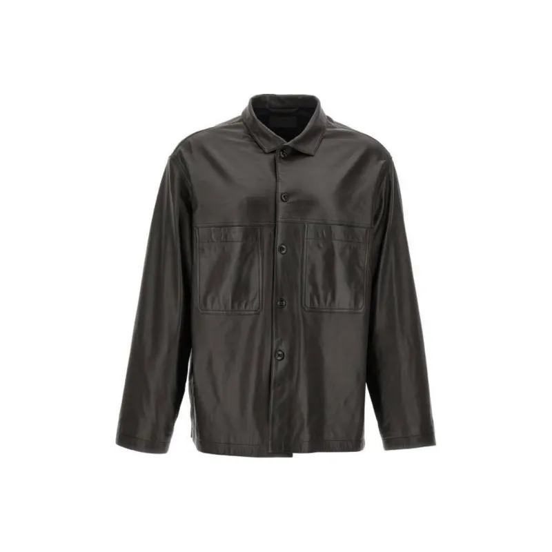 Lemaire Leather Jacket Men's Brown-0