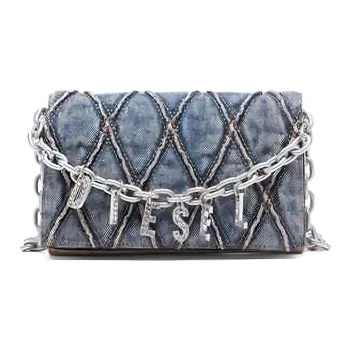 DIESEL Fabric, Synthetic Leather Hobo Bag, Crossbody Bag, Shoulder Bag Small Size Women's Denim Blue