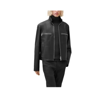HERMES Leather Jacket Men's Black