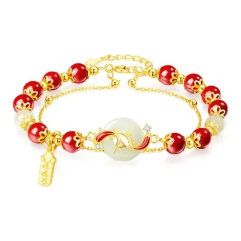 Phoenix Temple Jewelry Hetian Jade Bracelets White Jade/Pale Greenish White Jade Women's
