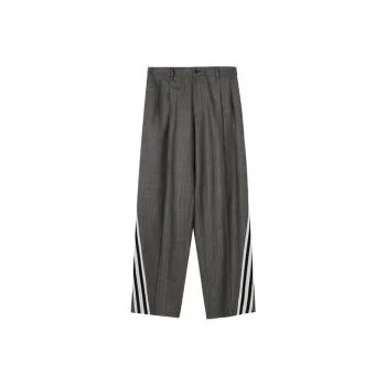 CROQUIS Casual Pants Unisex 966 Black Gray Stripes/Checkered