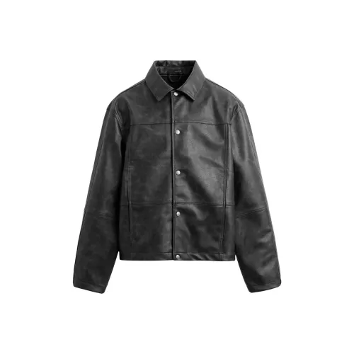 ZARA Leather Jacket Men's Black/Green