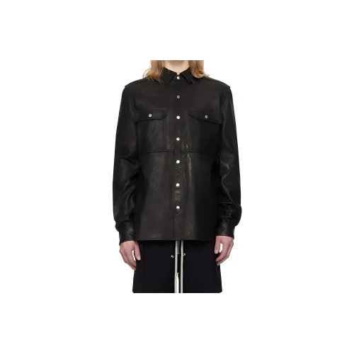 RICK OWENS/RO Leather Jacket Men's Army Green
