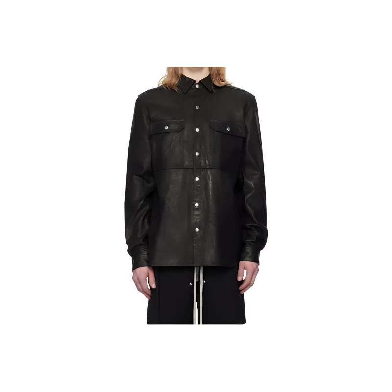 RICK OWENS/RO Leather Jacket Men's Army Green-0