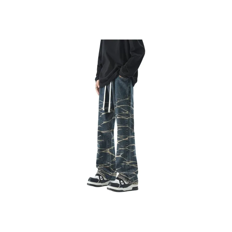 Small Columns Under The Sea Jeans Unisex Nostalgic Blue-10