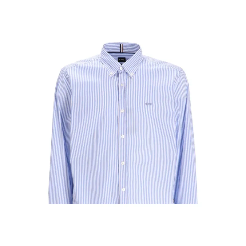 HUGO BOSS Pinstriped Curved Hem Shirt-2