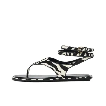 ZARA One Strap Sandals 1cm Women's Black White