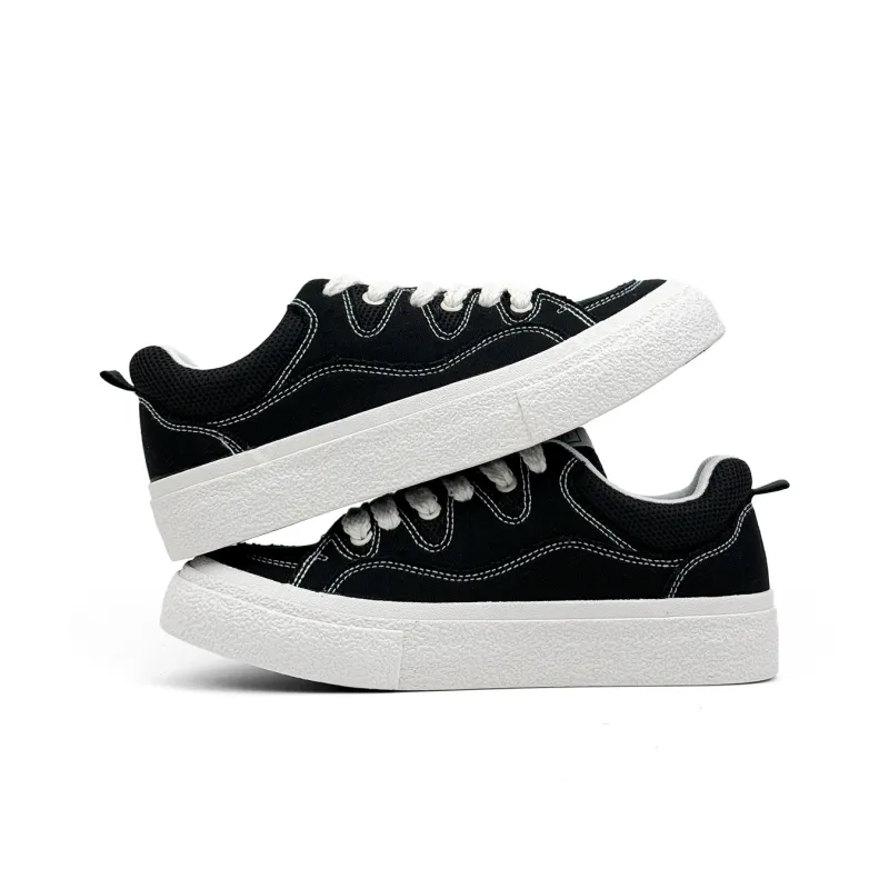 Mengsai Cushioning, Wear Resistant Low Top Canvas Shoes Men's Black-3