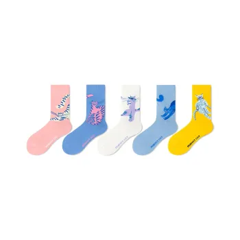 PL Mid Calf Socks Unisex 5 Pack Mixed Color