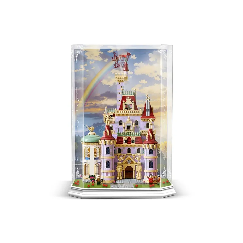 LIGHT YOUR BRICKS Compatibility Building Block 43263 Beauty And The Beast Castle Display Case Model Accessories-0