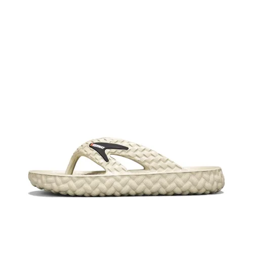 DEERWAY Abrasion Resistant Slip Resistant Massage Flip Flops Men's Beige