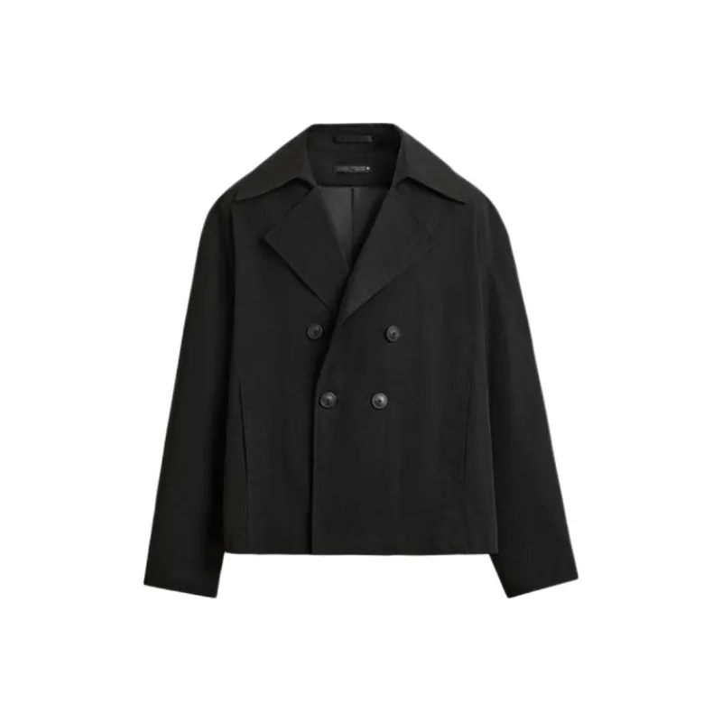 ZARA Trench Coats Men Black-0