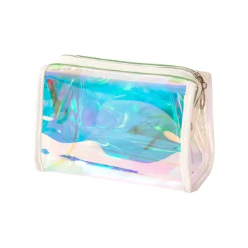 Sweet Pillow House Mini TPU Laser Makeup Bags Portable Trapezoid PVC Iridescent