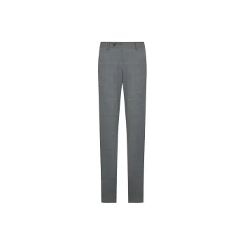 SAINT ANGELO Suit Trouser Men's Gray Base With White Blue Double Line Clear Plaid