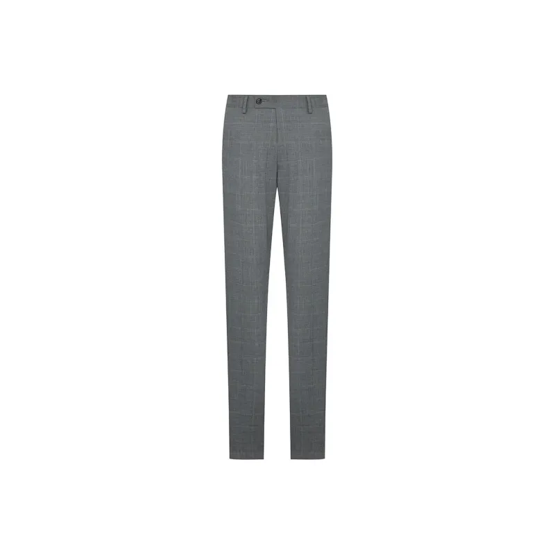 SAINT ANGELO Suit Trouser Men's Gray Base With White Blue Double Line Clear Plaid-0