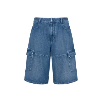 Givenchy Multicutted Denim Cargo Shorts