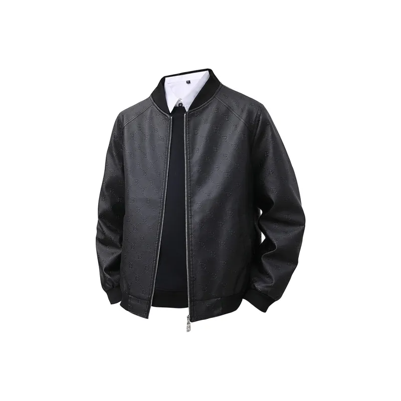 PIERRE CARDIN Leather Jacket Men's Black-0