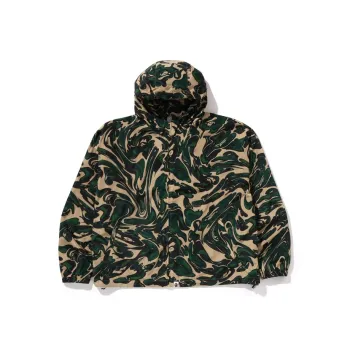 A BATHING APE Marbling Camo Bathing Ape Logo Nylon Hooded Jacket