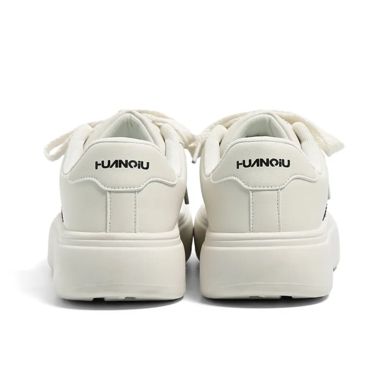 HUANQIU Non slip Lightweight Low Top Skateboard Shoes Men's Beige-6