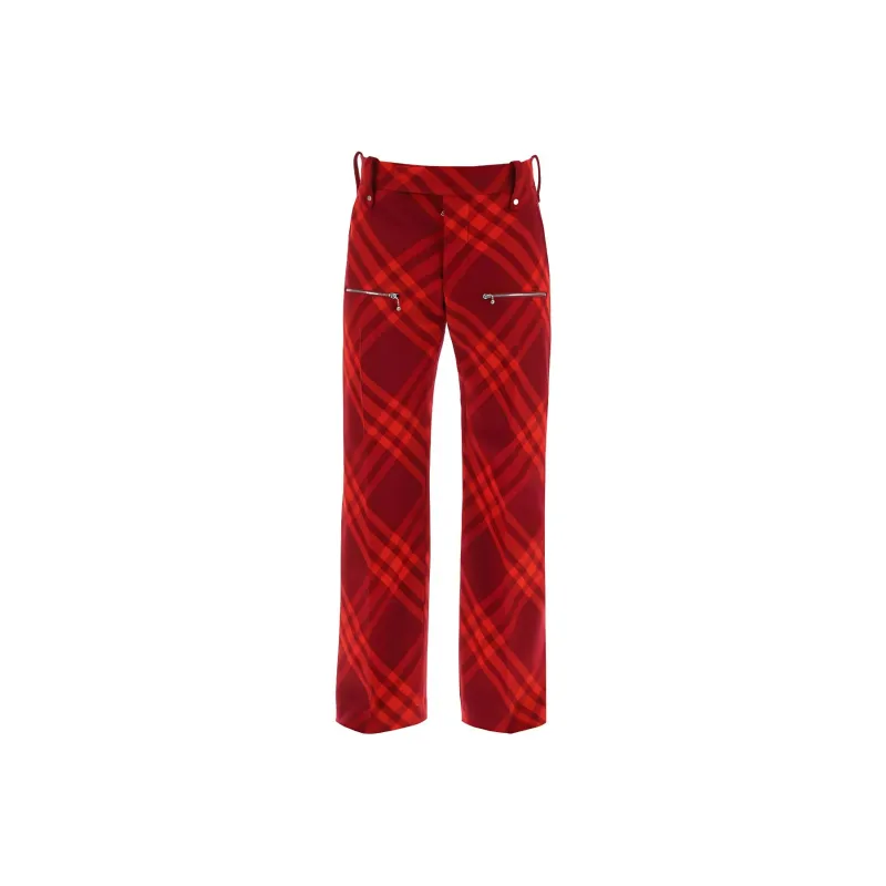 Burberry Plaid Checked Low Rise Trousers-0