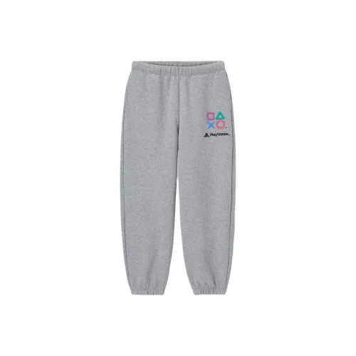 Playstation X GU PlayStation Co-brand Knitted Sweatpants Men Gray