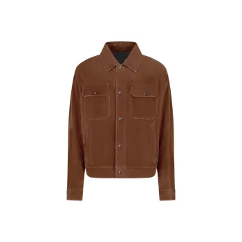 EMPORIO ARMANI Icon Goat Suede Jacket With Micro Perforations