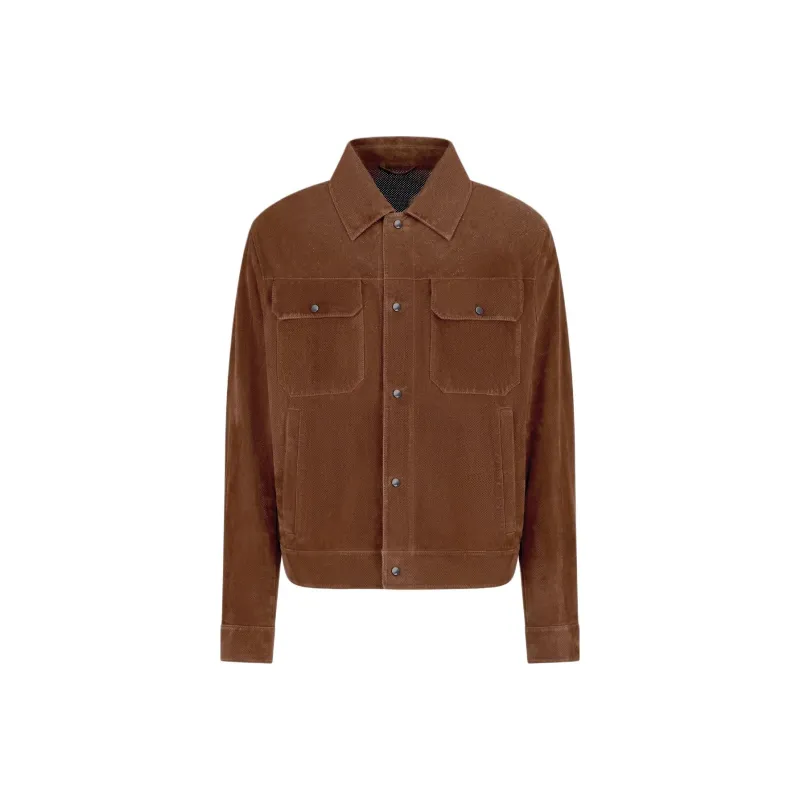 EMPORIO ARMANI Icon Goat Suede Jacket With Micro Perforations-0