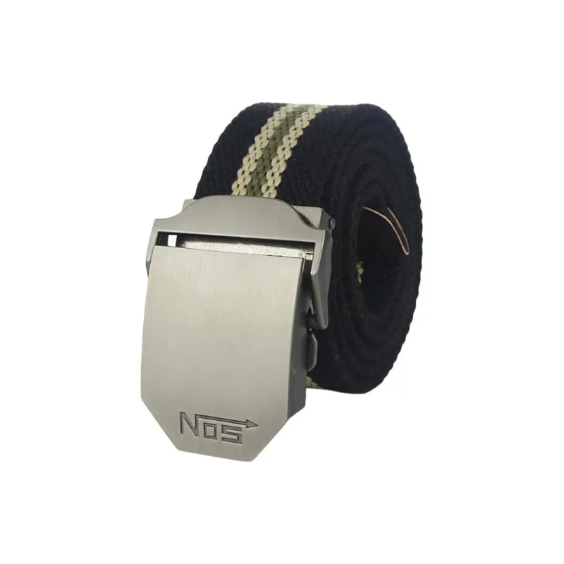 PISHUSHU Canvas Belt Unisex Black Width 3.8cm-4
