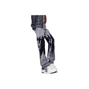 HOKLV Jeans Unisex Black Gray